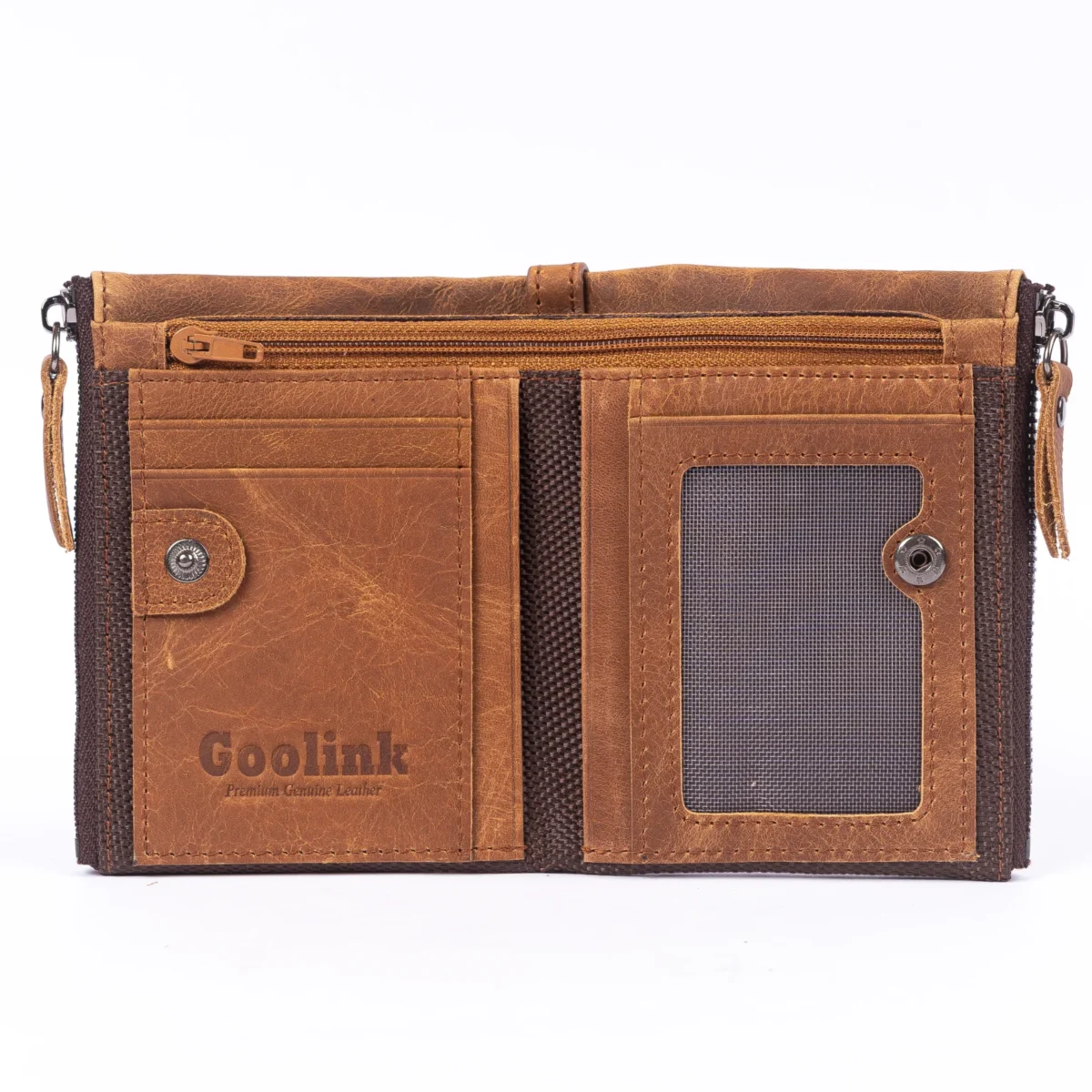 Goolink Men’s Wallet – Model GL32401 | Genuine Leather, Bifold, Dual Zipper - Image 8