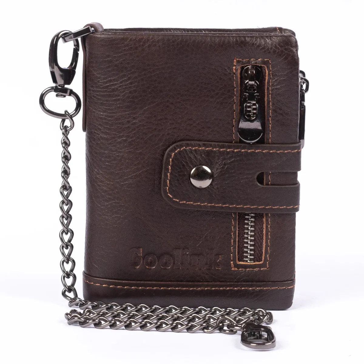 Goolink Wallet GL32421 – Multi-Zip Leather Wallet with 15 Card Slots, Removable Section & Dual Cash Compartments - Image 2