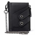 Goolink Men’s Wallet – Model GL32430 | Black Genuine Leather, Chain Design, High Capacity & Multi-Functional