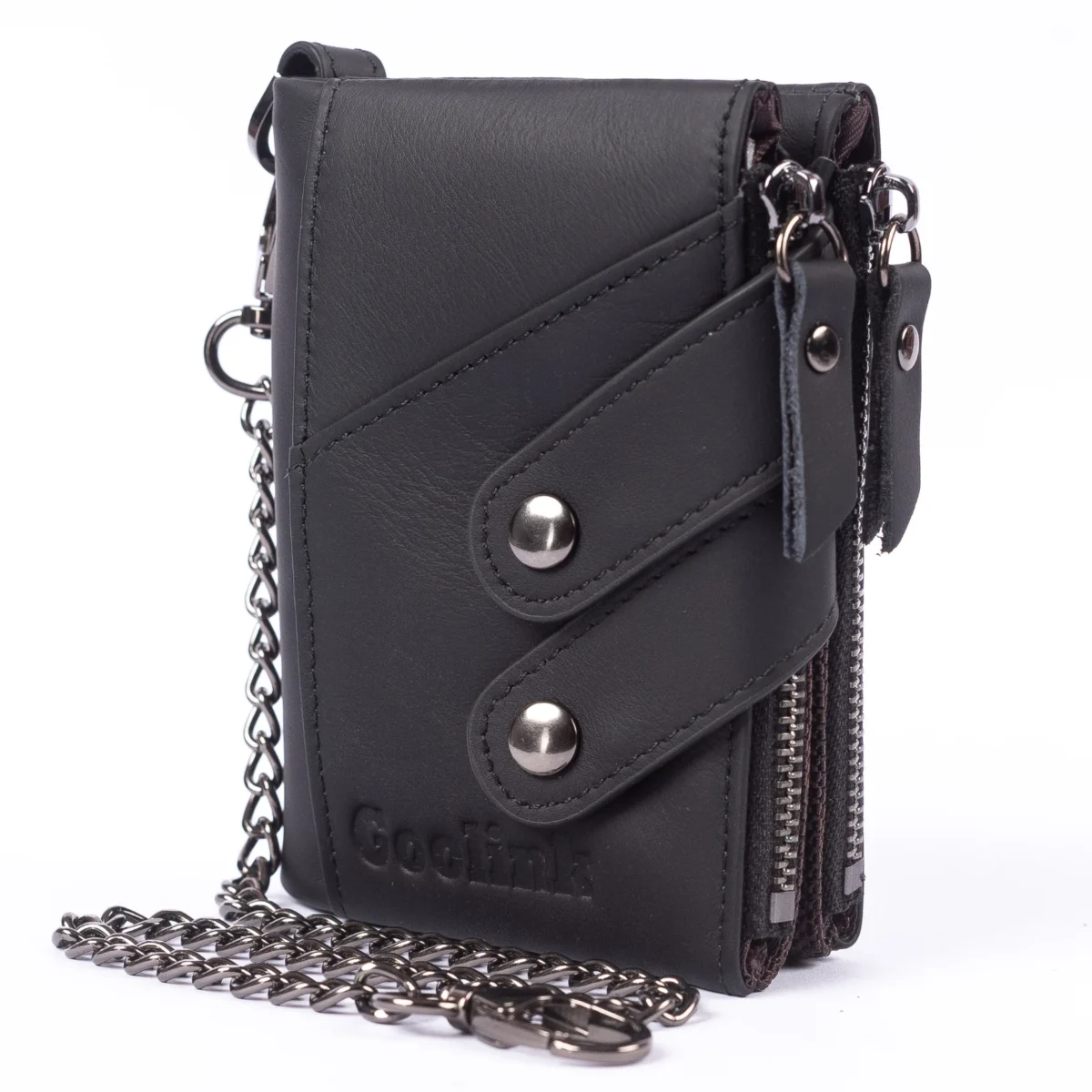 Goolink Men’s Wallet – Model GL32430 | Black Genuine Leather, Chain Design, High Capacity & Multi-Functional - Image 2