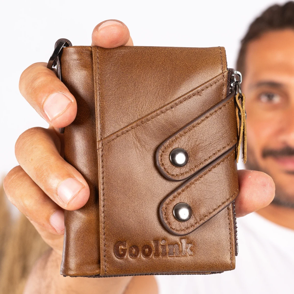 Goolink Men’s Wallet – Model GL32431 | Brown Genuine Leather, Chain Design, High Capacity & Premium Functionality - Image 10
