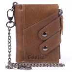 Goolink Men’s Wallet – Model GL32431 | Brown Genuine Leather, Chain Design, High Capacity & Premium Functionality