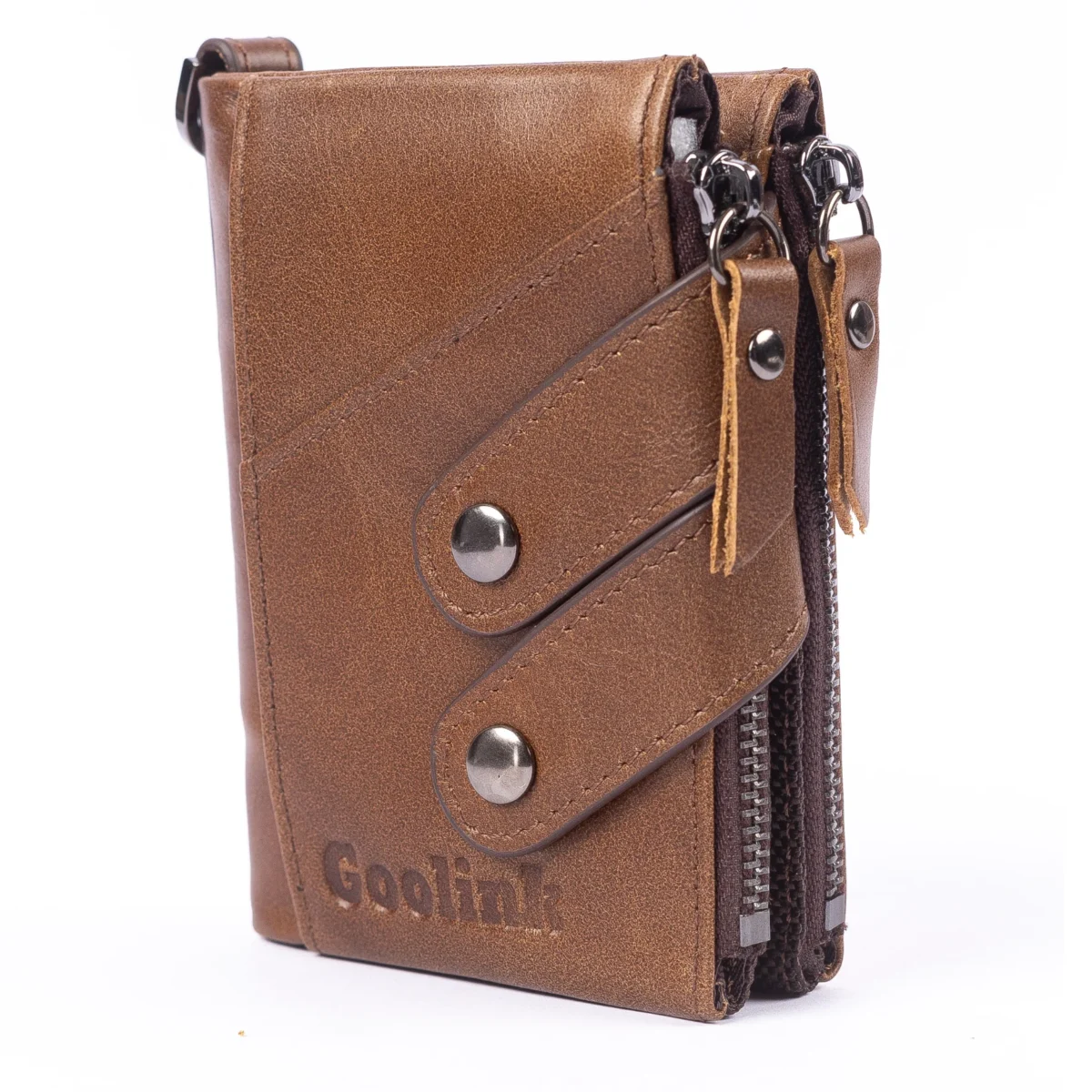 Goolink Men’s Wallet – Model GL32431 | Brown Genuine Leather, Chain Design, High Capacity & Premium Functionality - Image 5