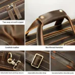 Goolink GL12612 Full Grain Leather Oversized Travel Briefcase - Image 6