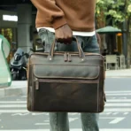 Goolink GL12612 Full Grain Leather Oversized Travel Briefcase - Image 8