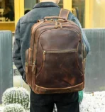 Goolink GL12632 Men's Full Grain Leather Backpack - Large Capacity 17.3 Inch Laptop Bag for Travel & Business - Image 9