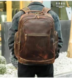Goolink GL12632 Men's Full Grain Leather Backpack - Large Capacity 17.3 Inch Laptop Bag for Travel & Business - Image 10