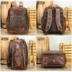 Goolink GL12632 Men's Full Grain Leather Backpack - Large Capacity 17.3 Inch Laptop Bag for Travel & Business - Image 3