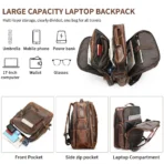 Goolink GL12632 Men's Full Grain Leather Backpack - Large Capacity 17.3 Inch Laptop Bag for Travel & Business - Image 6