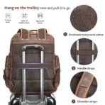 Goolink GL12632 Men's Full Grain Leather Backpack - Large Capacity 17.3 Inch Laptop Bag for Travel & Business - Image 4