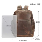 Goolink GL12632 Men's Full Grain Leather Backpack - Large Capacity 17.3 Inch Laptop Bag for Travel & Business - Image 5