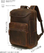 Goolink GL12642 Professional Full Grain Leather Backpack – Executive Laptop Bag - Image 9