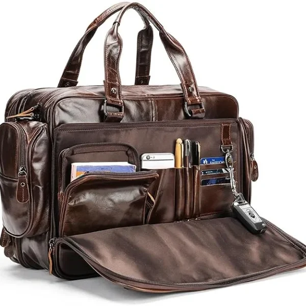 Goolink GL52622 Genuine Leather Men's Travel Briefcase & Laptop Bag